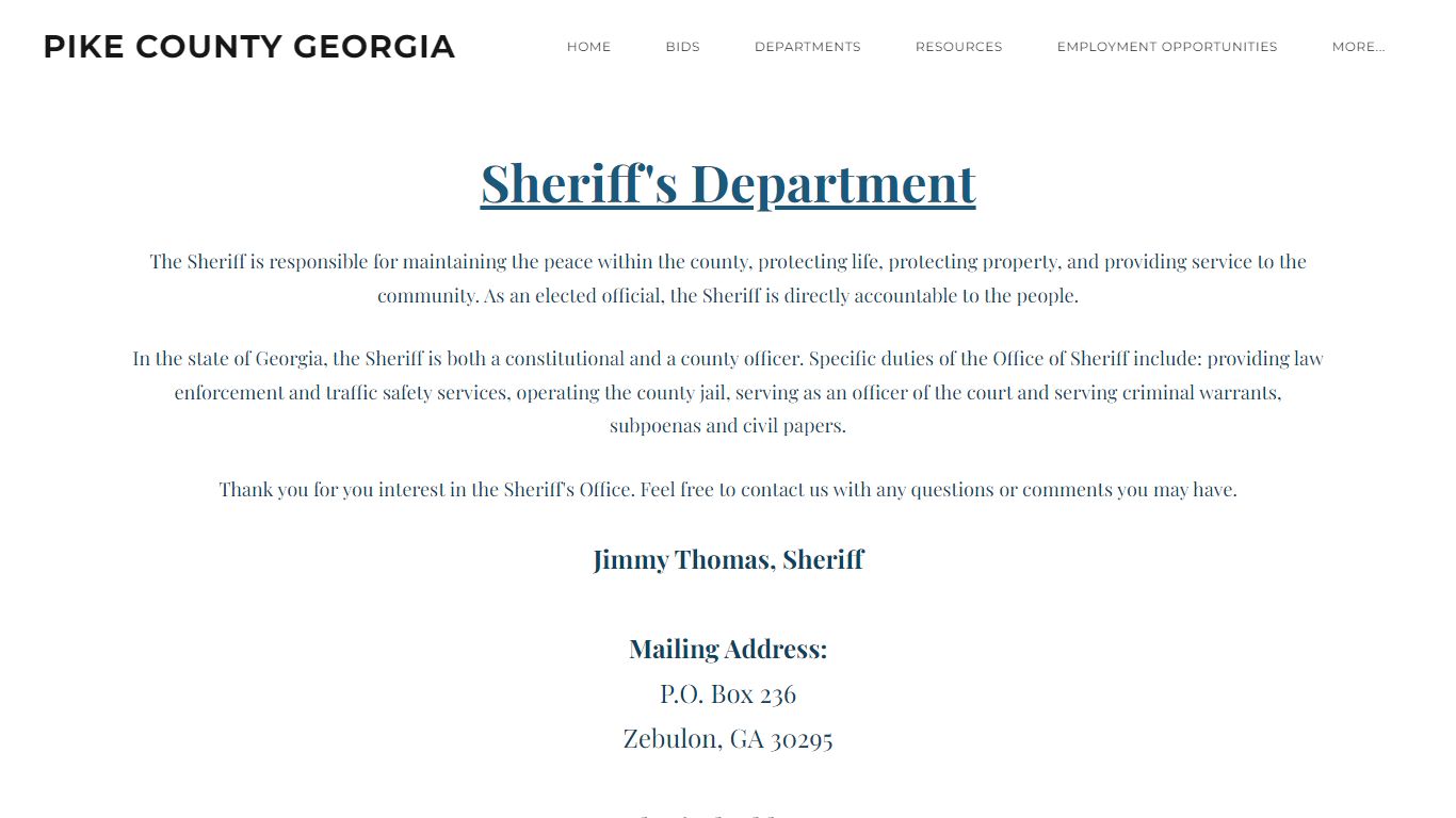 Sheriff's Department - PIKE COUNTY GEORGIA